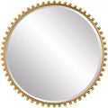 Uttermost Round Vanity Decorative Wall Mirror Modern Beveled Gold Leaf Iron Frame 32 Wide for Bathroom Bedroom Living Room Home