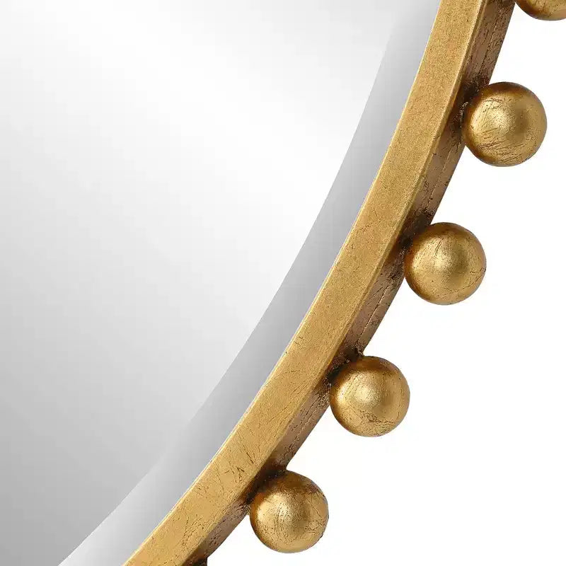 Specchio da parete decorativo rotondo per vanità, moderno, con cornice in ferro dorato bisellato, 81 cm di larghezza, per bagno, camera da letto, soggiorno, casa