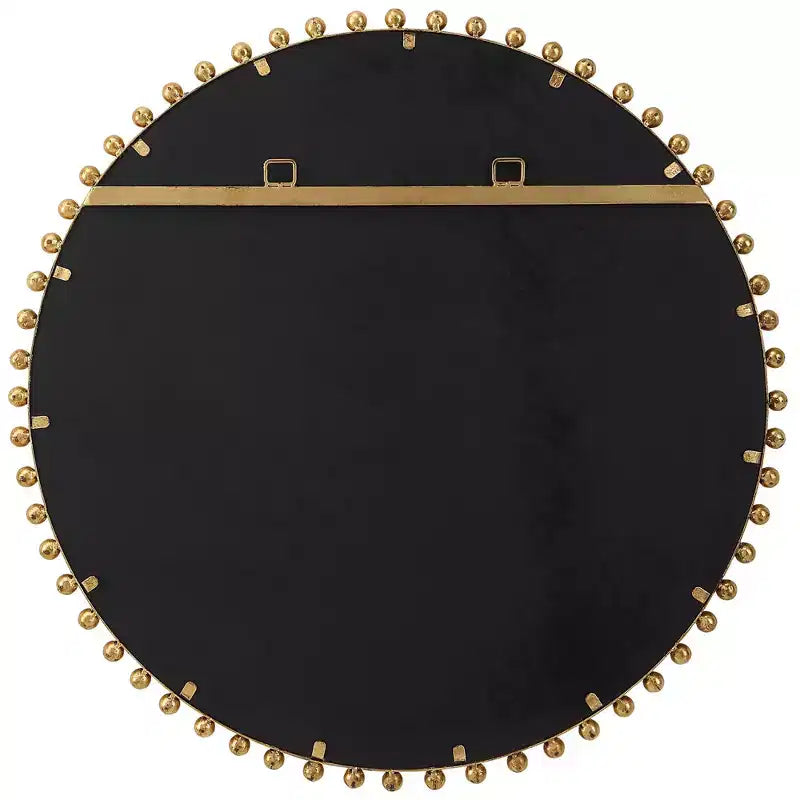 Specchio da parete decorativo rotondo per vanità, moderno, con cornice in ferro dorato bisellato, 81 cm di larghezza, per bagno, camera da letto, soggiorno, casa