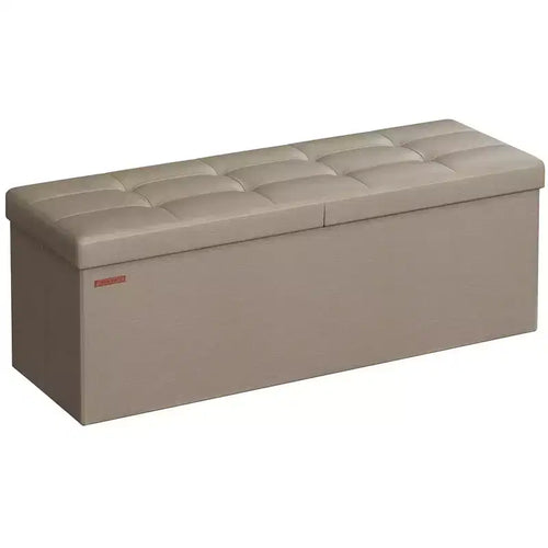 SONGMICS 43 Storage Ottoman Bench Folding Leather Ottoman Storage Footrest Hold up to 660lb
