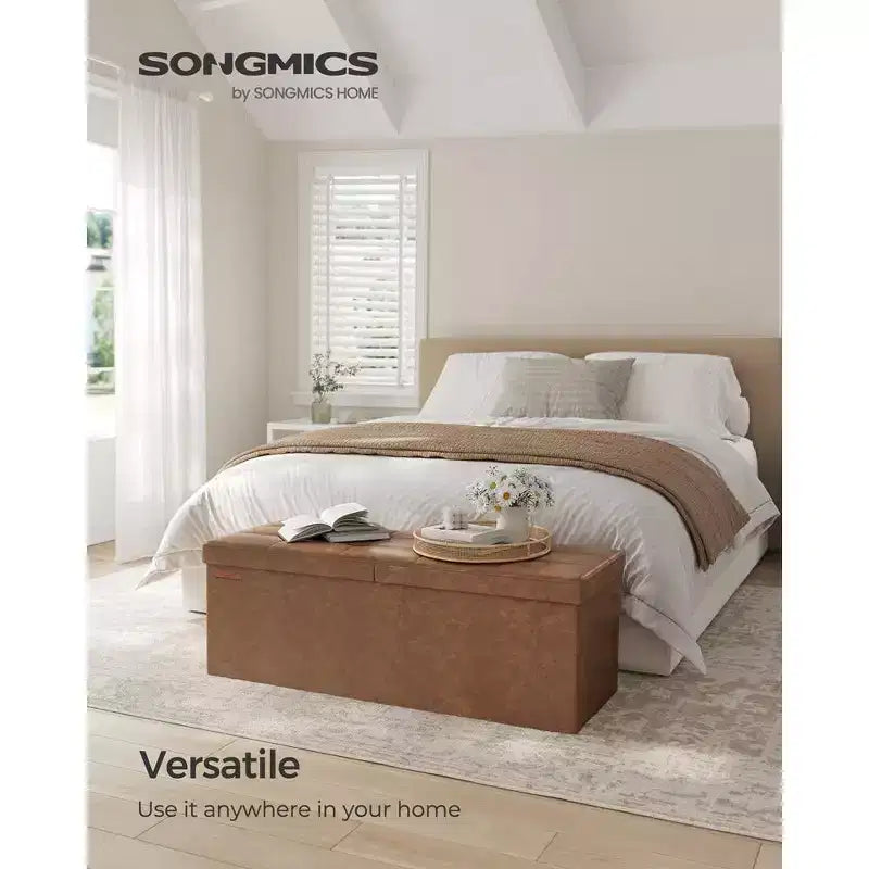43 Pouf Panca Contenitore Pouf Pieghevole in Pelle Contenitore Poggiapiedi Contiene fino a 300kg