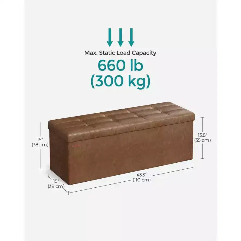 43 Pouf Panca Contenitore Pouf Pieghevole in Pelle Contenitore Poggiapiedi Contiene fino a 300kg