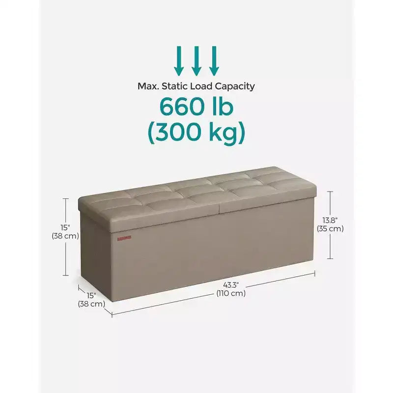43 Pouf Panca Contenitore Pouf Pieghevole in Pelle Contenitore Poggiapiedi Contiene fino a 300kg