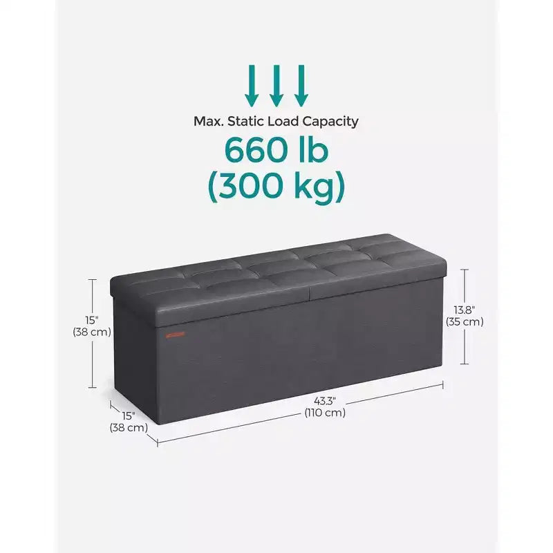 43 Pouf Panca Contenitore Pouf Pieghevole in Pelle Contenitore Poggiapiedi Contiene fino a 300kg