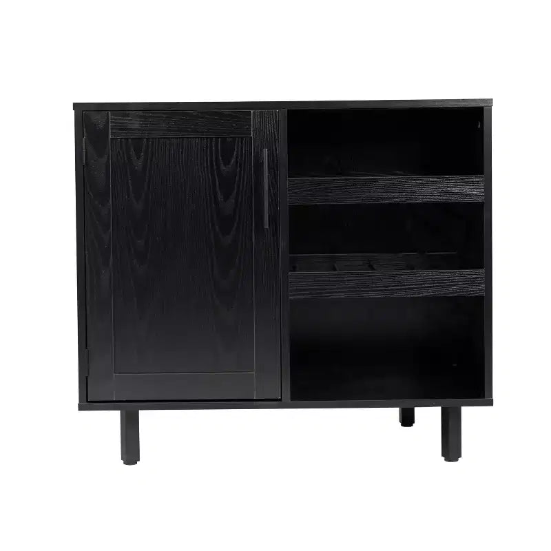 Mobile bar e credenza Elmont Classic con armadietto ad anta singola stile shaker con portabicchieri sospeso e ripiani aperti per bottiglie