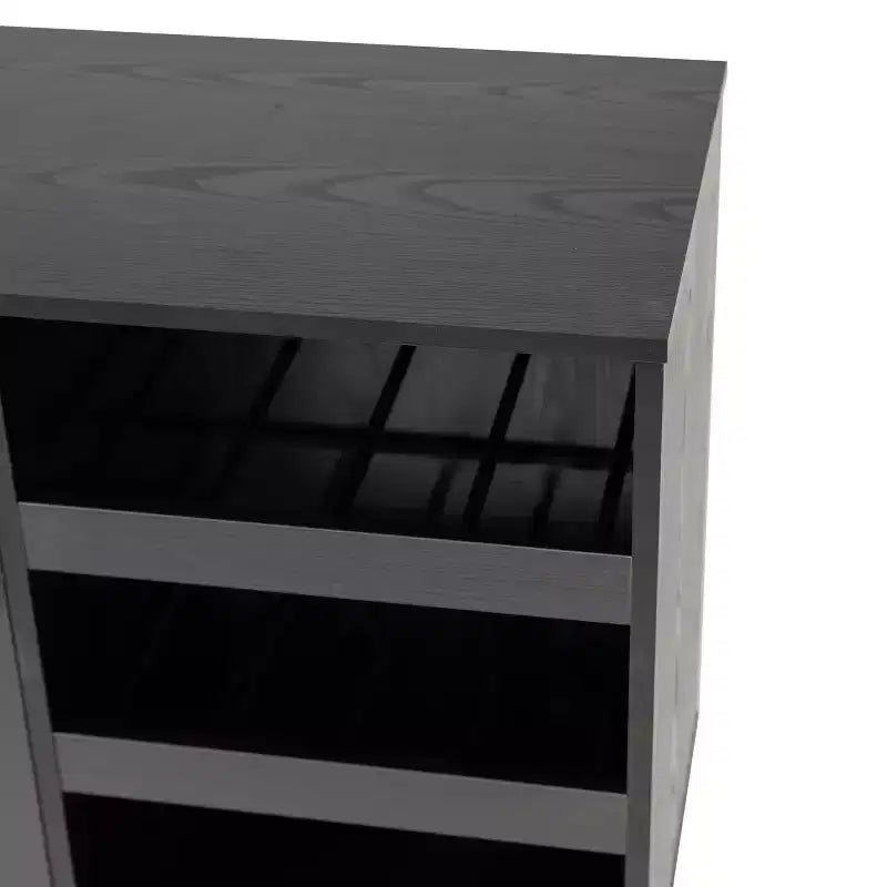 Mobile bar e credenza Elmont Classic con armadietto ad anta singola stile shaker con portabicchieri sospeso e ripiani aperti per bottiglie