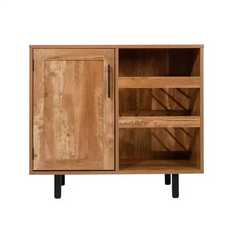 Mobile bar e credenza Elmont Classic con armadietto ad anta singola stile shaker con portabicchieri sospeso e ripiani aperti per bottiglie
