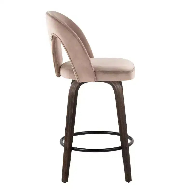 Set di 2 sgabelli da bar altezza bancone in velluto scuro