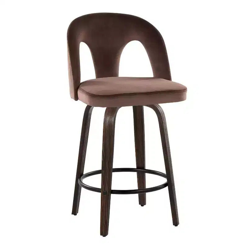 Set di 2 sgabelli da bar altezza bancone in velluto scuro