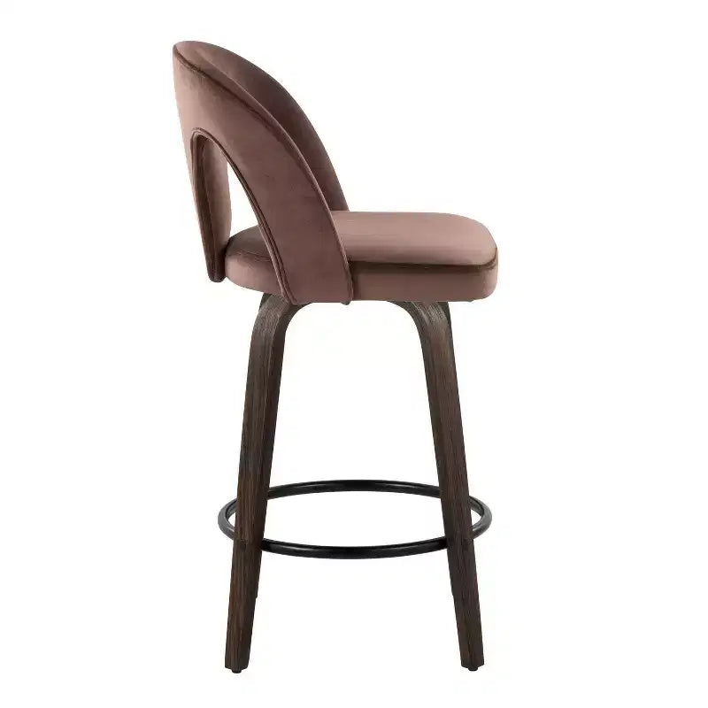 Set di 2 sgabelli da bar altezza bancone in velluto scuro