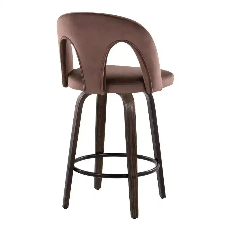 Set di 2 sgabelli da bar altezza bancone in velluto scuro