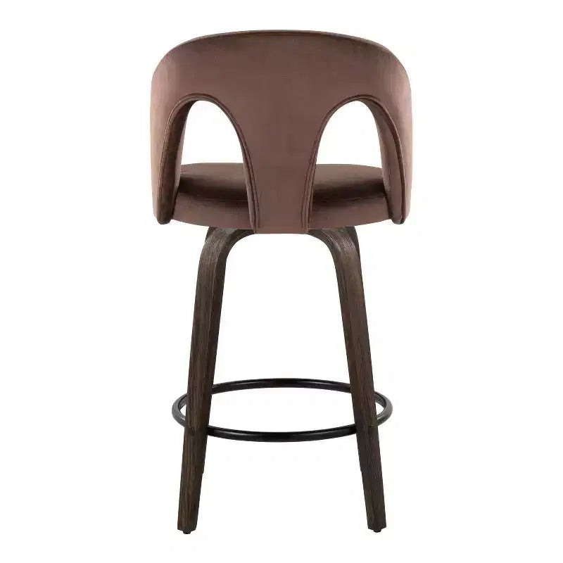 Set di 2 sgabelli da bar altezza bancone in velluto scuro