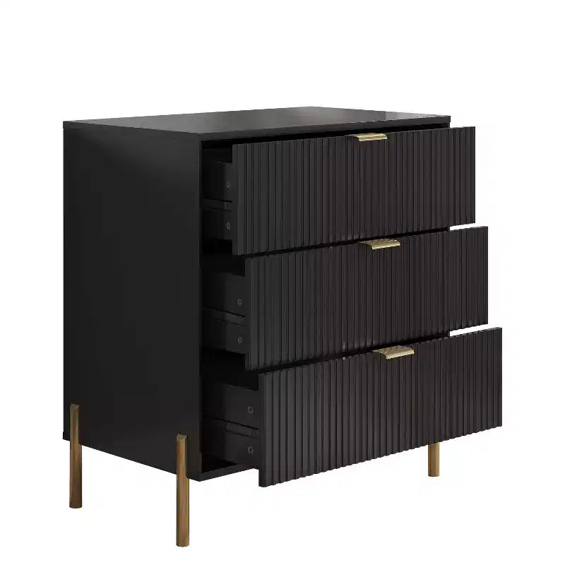 Comodini e Cassettiera Modern Elegance 3 pezzi con 3 cassetti e 5 cassetti