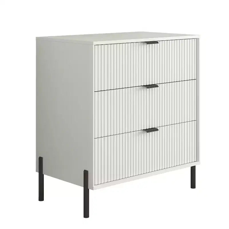 Comodini e Cassettiera Modern Elegance 3 pezzi con 3 cassetti e 5 cassetti