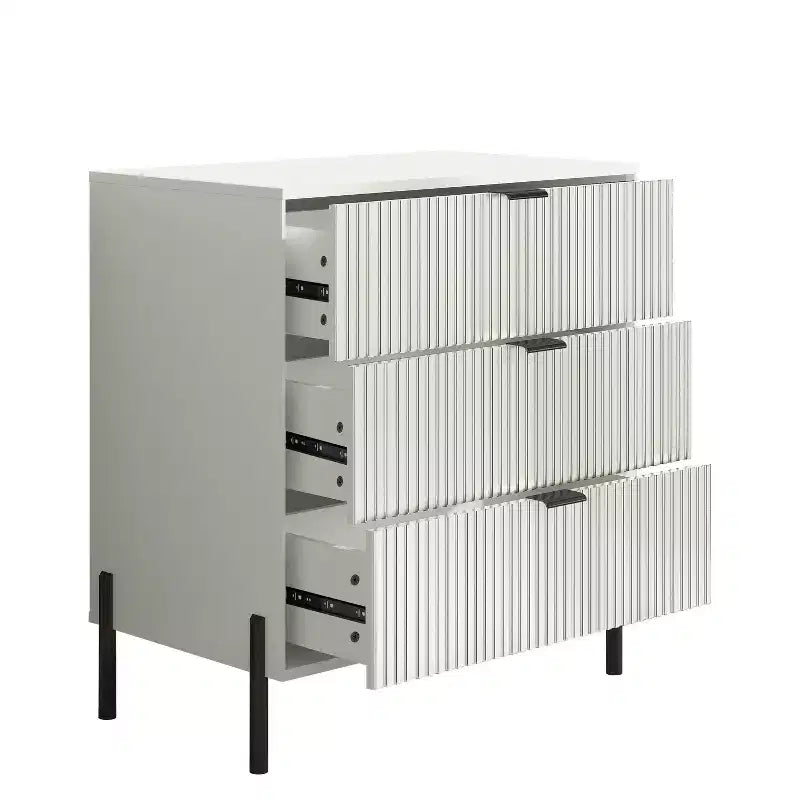 Comodini e Cassettiera Modern Elegance 3 pezzi con 3 cassetti e 5 cassetti