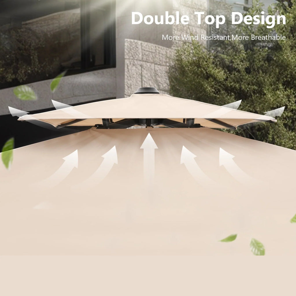MAISON ARTS Sombrilla Cantilever Hidráulica Automática de 3.65 m, Poste de Aluminio con Rotación de 360 Grados
