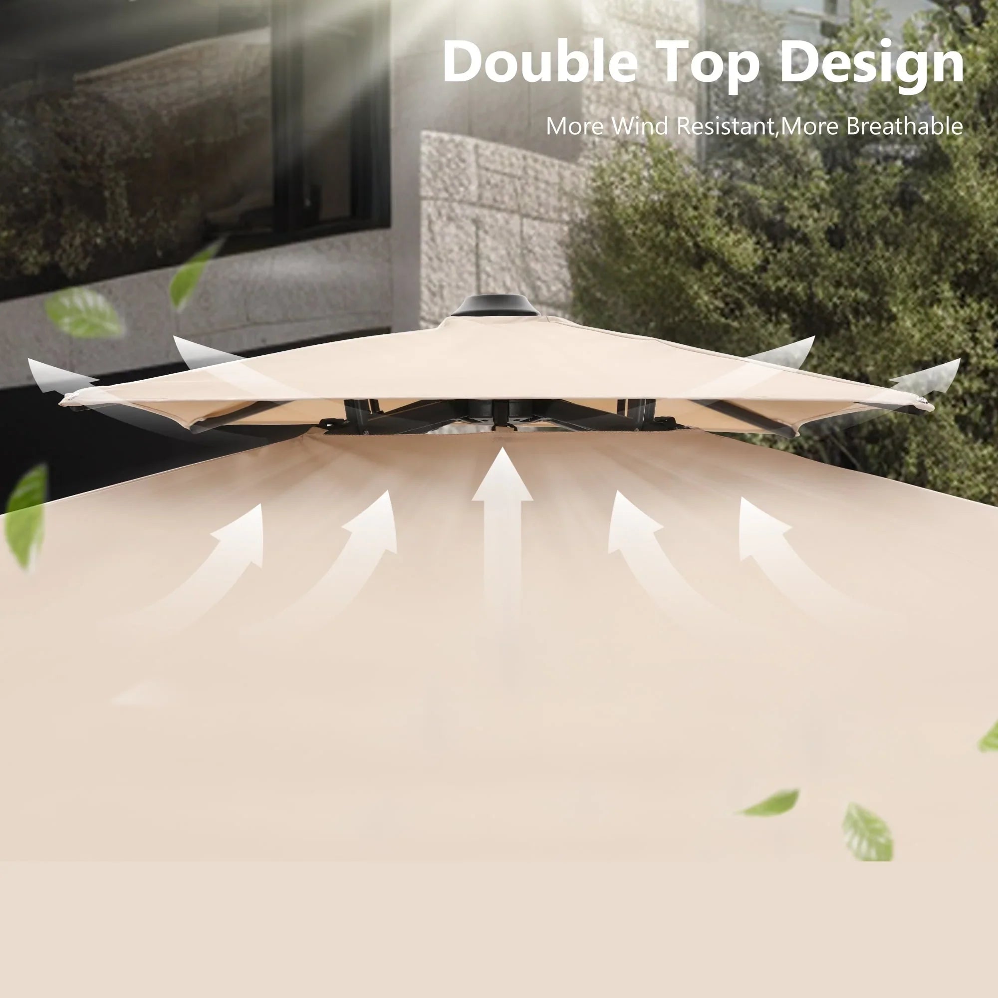 MAISON ARTS Sombrilla Cantilever Hidráulica Automática de 3.65 m, Poste de Aluminio con Rotación de 360 Grados