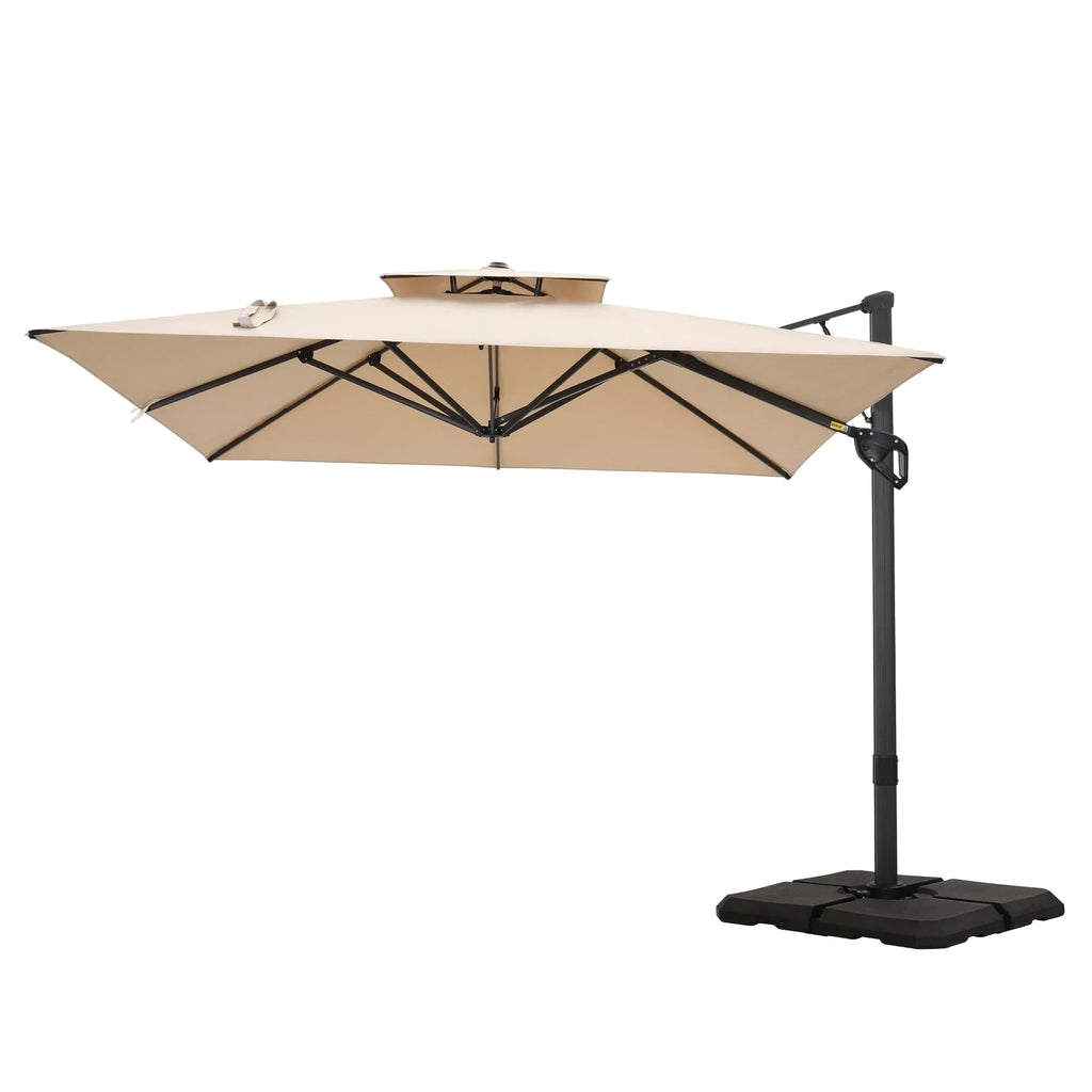 MAISON ARTS Sombrilla Cantilever Hidráulica Automática de 3.65 m, Poste de Aluminio con Rotación de 360 Grados