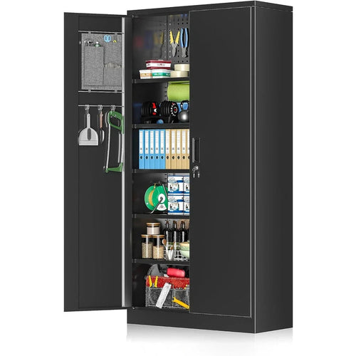 Gabinete de almacenamiento de 71 pulgadas para garaje, estantería de despensa de cocina con estantes ajustables para oficina, garaje, hogar, despensa