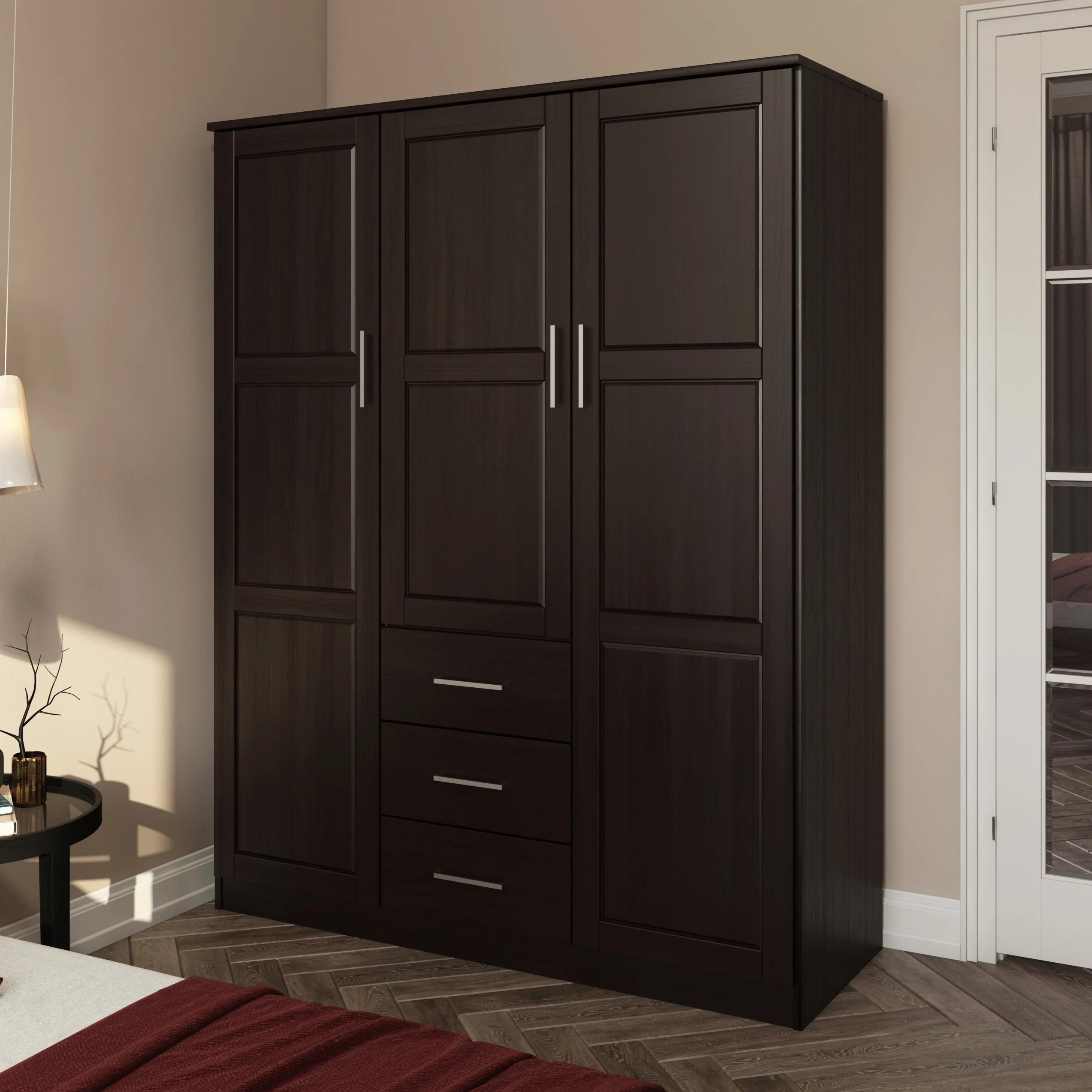Armario ropero Cosmo de 3 puertas de madera 100% maciza Palace Imports con puertas de madera maciza o con espejo