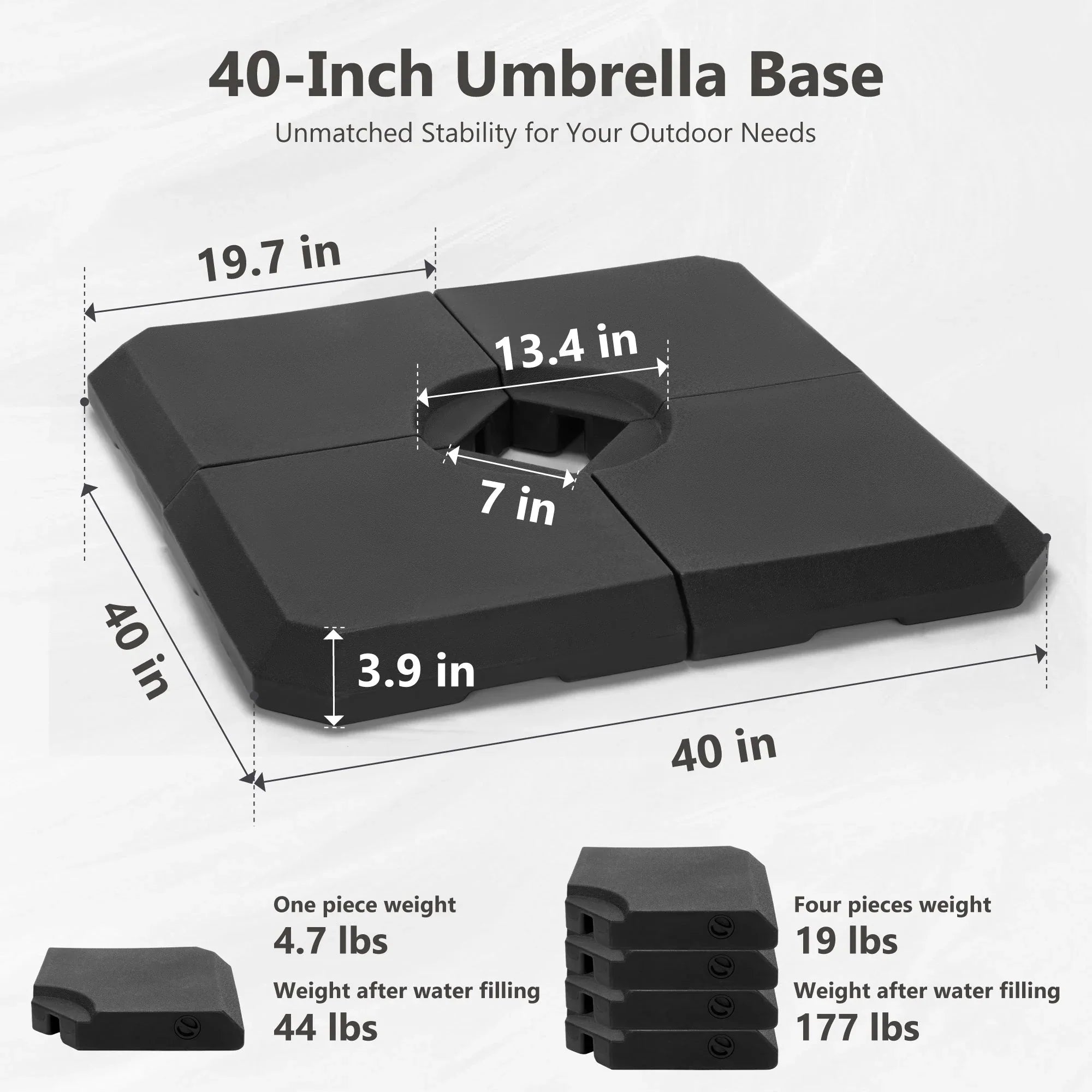 MAISON ARTS Sombrilla Cantilever Hidráulica Automática de 3.65 m, Poste de Aluminio con Rotación de 360 Grados